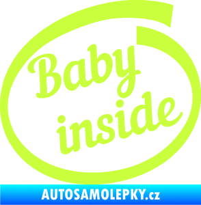 Samolepka Baby inside dítě v autě nápis limetová