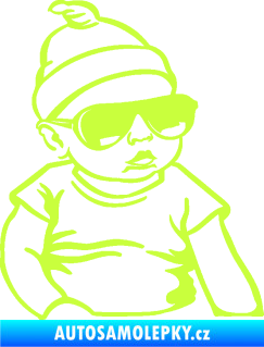 Samolepka Baby on board 003 pravá miminko s brýlemi limetová
