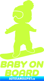 Samolepka Baby on board 009 levá snowboard limetová