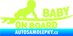 Samolepka Baby on board 010 pravá surfing limetová