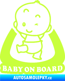 Samolepka Baby on board 011 levá s nápisem limetová