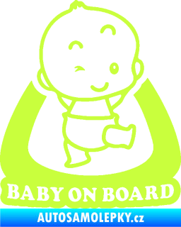 Samolepka Baby on board 011 pravá s nápisem limetová