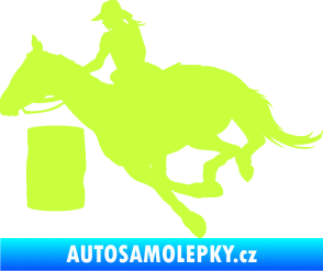 Samolepka Barrel racing 001 levá cowgirl rodeo limetová