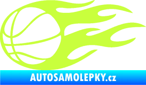 Samolepka Basketbalový míč 003 levá v plamenech  limetová