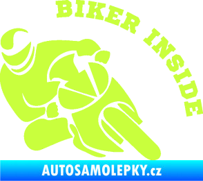 Samolepka Biker inside 002 levá motorkář limetová