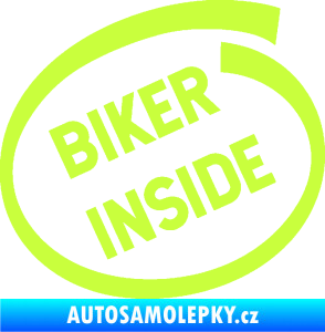 Samolepka Biker inside 005 nápis limetová
