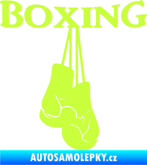 Samolepka Boxing nápis s rukavicemi limetová
