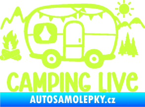 Samolepka Camping live 001 levá cestování v karavanu limetová