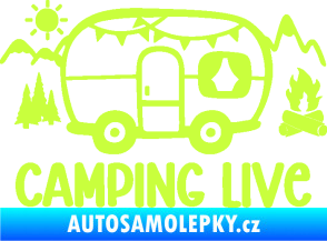 Samolepka Camping live 001 pravá cestování v karavanu limetová