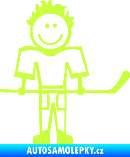 Samolepka Cartoon family kluk 002 pravá hokejista limetová