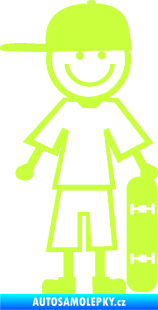 Samolepka Cartoon family kluk 003 pravá skateboardista limetová