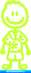 Samolepka Cartoon family kluk Hawaii limetová
