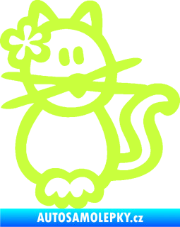 Samolepka Cartoon family kočička Hawaii limetová