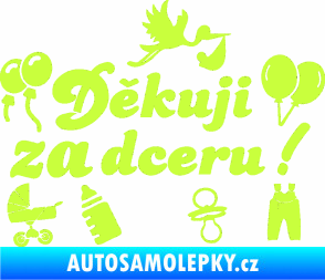 Samolepka Děkuji za dceru nápis dítě v autě limetová