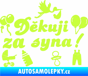 Samolepka Děkuji za syna nápis dítě v autě limetová