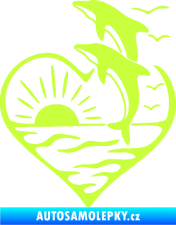 Samolepka Delfíni 002 levá západ slunce limetová