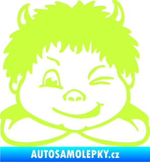 Samolepka Dítě v autě 055 levá kluk čertík limetová