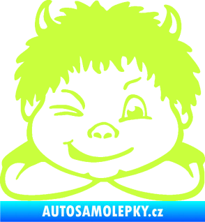 Samolepka Dítě v autě 055 pravá kluk čertík limetová
