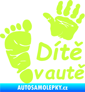 Samolepka Dítě v autě 094 pravá ručička a nožička s nápisem limetová