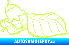 Samolepka Dítě v autě 107 levá spinká na lístečku limetová