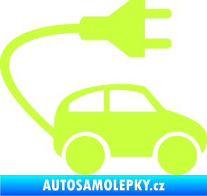 Samolepka Elektro auto 002 pravá symbol zásuvka limetová