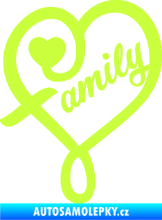 Samolepka Family 001 nápis se srdíčkem limetová