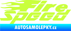 Samolepka Fire speed nápis s plameny limetová