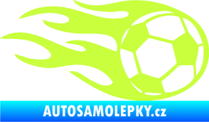 Samolepka Fotbalový míč 004 pravá v plamenech limetová