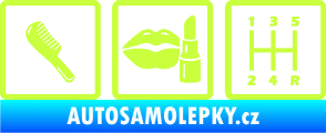 Samolepka Girl race car symboly brush, lipstick, shift limetová