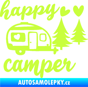Samolepka Happy camper pravá cestování limetová