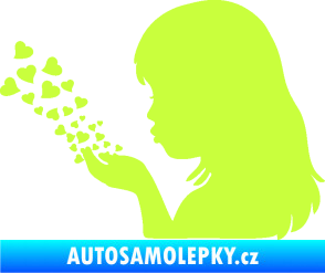 Samolepka Holčička se srdíčky levá limetová