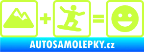 Samolepka Hory + snowboard = veselý smajlík limetová
