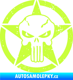 Samolepka Hvězda army 011 levá s lebkou limetová