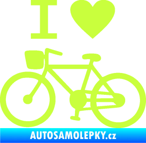 Samolepka I love cycling levá limetová