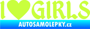 Samolepka I love girls nápis se srdcem limetová