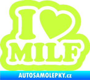Samolepka I love milf 003 nápis limetová