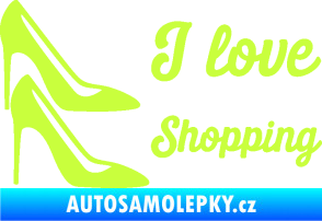 Samolepka I love shopping nápis  limetová