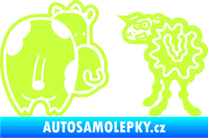 Samolepka JDM kravička a ovečka 002 levá limetová