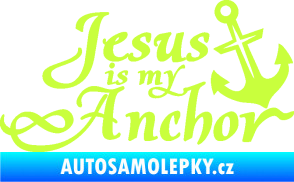 Samolepka Jesus is my anchor limetová