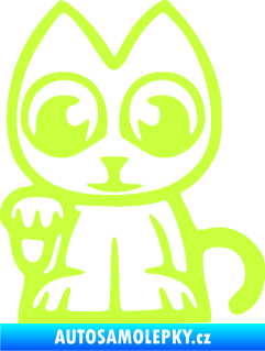 Samolepka Kočička lucky cat JDM levá limetová