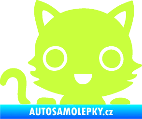 Samolepka Kočka 014 levá kočka v autě limetová