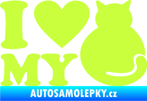 Samolepka Kočka 033 I love my cat limetová