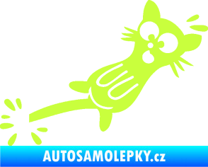 Samolepka Kočka přivřená do dveří pravá limetová