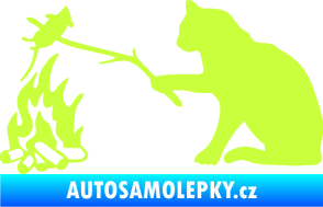 Samolepka Kočka s myší levá limetová