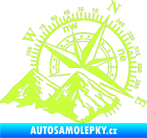 Samolepka Kompas 002 pravá hory limetová