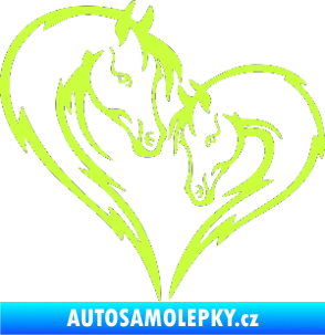 Samolepka Koníci 002 - levá srdíčko kůň s hříbátkem limetová