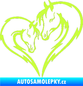 Samolepka Koníci 002 - pravá srdíčko kůň s hříbátkem limetová
