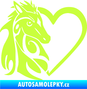 Samolepka Koník love 001 levá hříbátko v srdíčku limetová