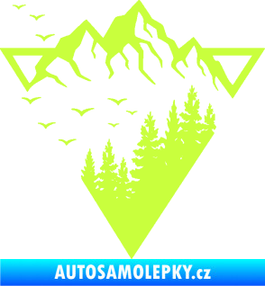 Samolepka Krajina hory 042 levá magický trojúhelník limetová