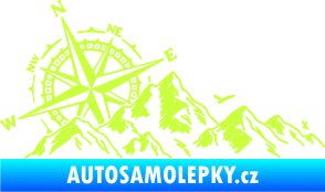 Samolepka Krajina hory 043 levá s kompasem limetová